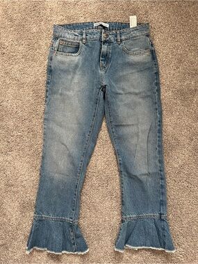 Zara jeans ruffles hem cropped